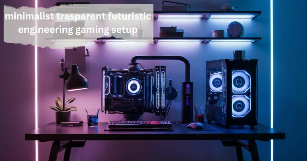 minimalist trasparent futuristic engineering gaming setup